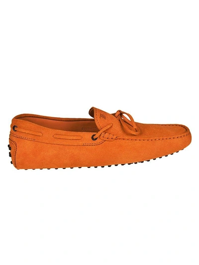 Shop Tod's Lace Detailed Driving Shoes In Orange