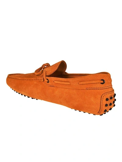 Shop Tod's Lace Detailed Driving Shoes In Orange