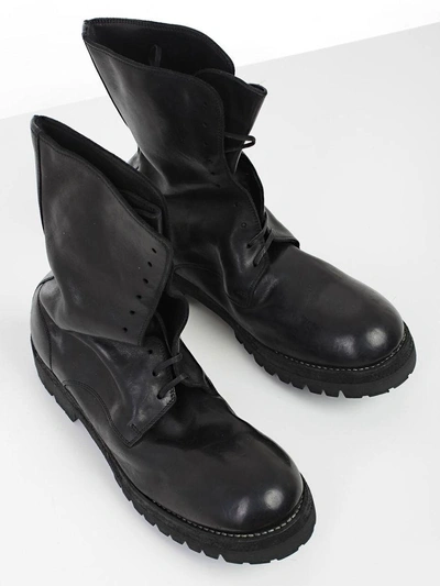 Shop Guidi Classic Lace-up Boots In Blkt Black