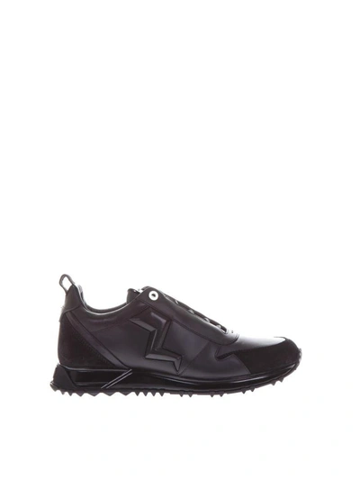 Shop Fendi Thunder Leather Sneakers In Black