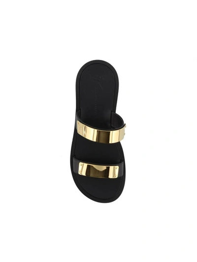 Shop Giuseppe Zanotti Sandal In Black/ Gold