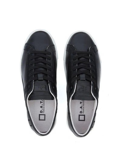 Shop Date D.a.t.e. Newman Half Perforated Black Leather Sneaker In Nero