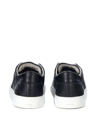 Shop Date D.a.t.e. Newman Half Perforated Black Leather Sneaker In Nero