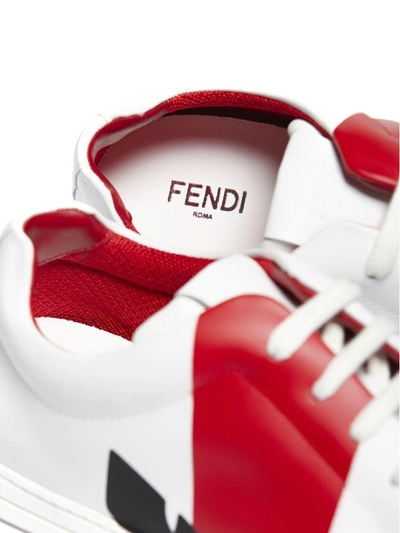 Shop Fendi Bad-bugs Patch Sneakers In Bianco Rosso Nero
