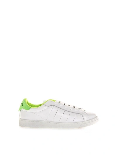 Shop Dsquared2 White Santa Monica Sneakers In Leather In White/green