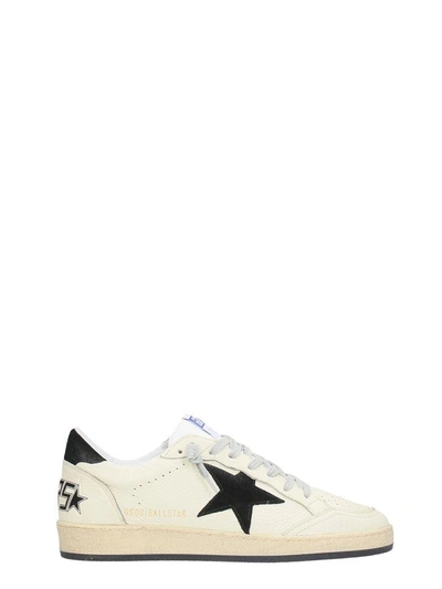 Shop Golden Goose Ball Star White Leather Sneakers In Beige