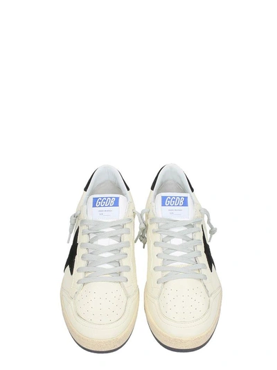 Shop Golden Goose Ball Star White Leather Sneakers In Beige