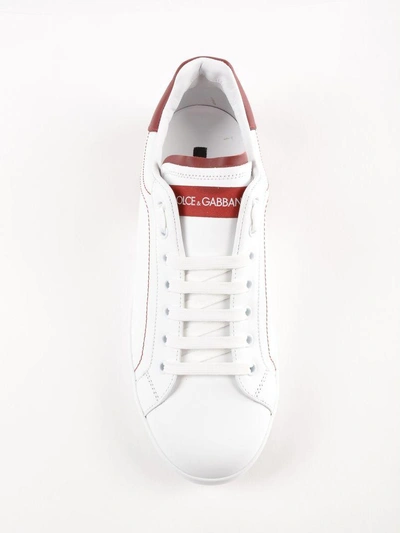 Shop Dolce & Gabbana Portofino Sneakers In White/red