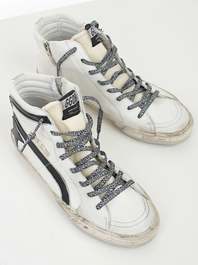 Shop Golden Goose Slide Leopard Sneakers In Uwhite Leather Leopard Lace