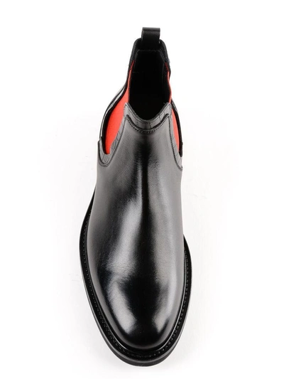 Shop Versace Almond Toe Booties In K41r Black+geranium
