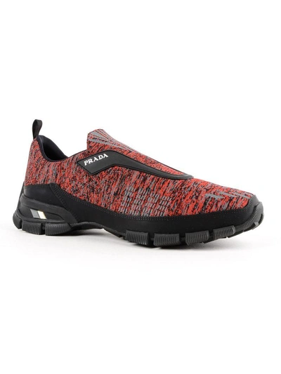 Shop Prada Knitted Slip-on Sneakers In Rosso