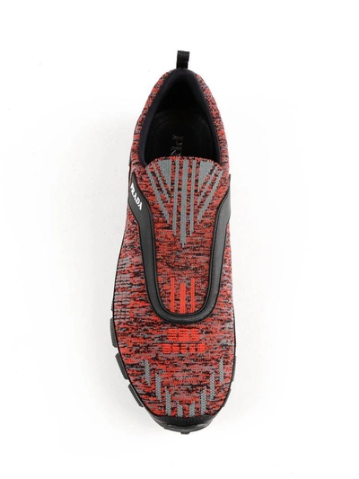 Shop Prada Knitted Slip-on Sneakers In Rosso