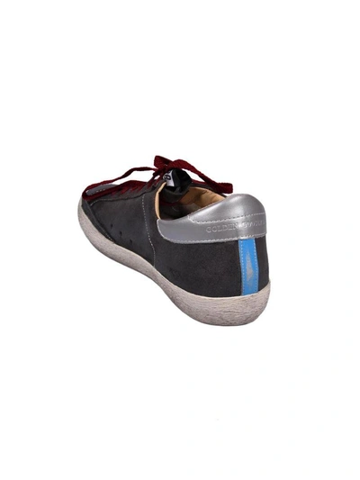 Shop Golden Goose Sneakers Superstar In Anthracite-blue Fluo-bordeaux Laces