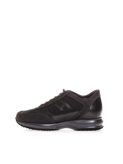 Shop Hogan New Interactive Suede & Nylon Sneakers In Anthracite