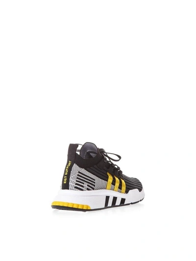 Shop Adidas Originals Eqt Support Core Black Sneakers In Black/grey/yellow
