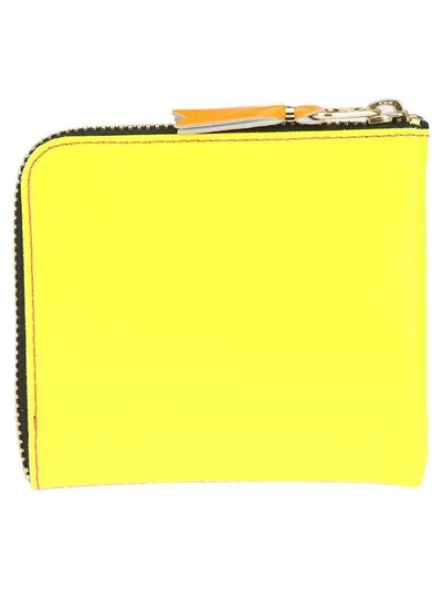 Shop Comme Des Garçons Comme Des Garcons Wallet Mid Zip Fluo In Pink Yellow