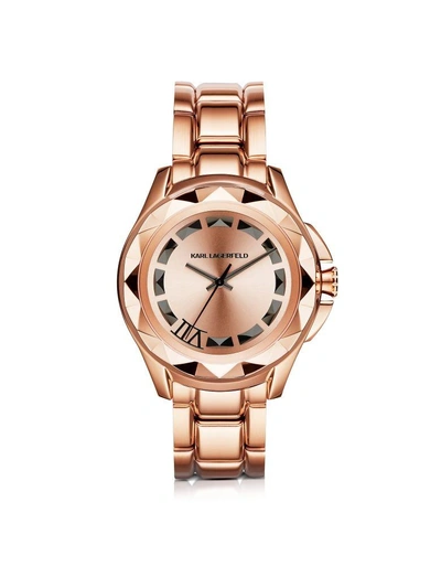 Shop Karl Lagerfeld Iconic Rose Glod Stainlees Steel Unisex Watch In Pink