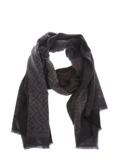 Shop Fendi Scarf In Wool In Black