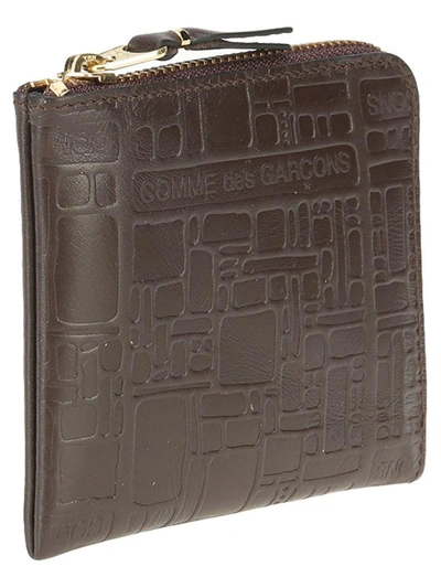 Shop Comme Des Garçons Comme Des Garcons Wallet Mid Zip Logotype In Brown