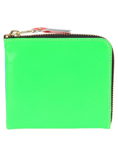 Shop Comme Des Garçons Comme Des Garcons Wallet Mid Zip Fluo In Green Blue