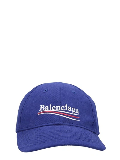 Shop Balenciaga Basebal Blue Cotton Cap