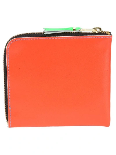 Shop Comme Des Garçons Comme Des Garcons Wallet Mid Zip Fluo In Blue Orange