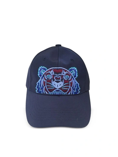 Shop Kenzo Navy Blue Tiger Canvas Cap
