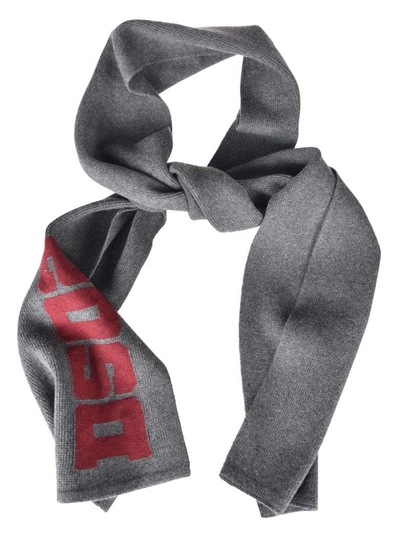 Shop Dsquared2 Embroidered Scarf In Grey