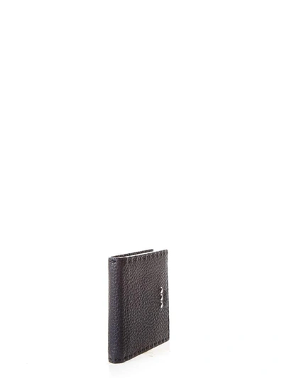 Shop Fendi Grained Leather Wallet With Logo In Black