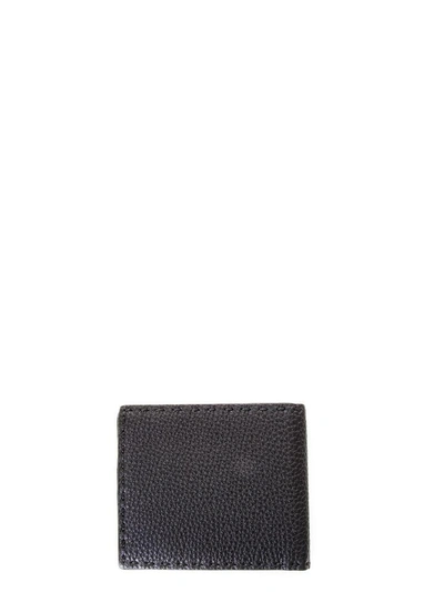 Shop Fendi Grained Leather Wallet With Logo In Black