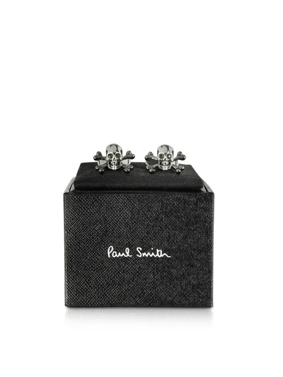 Shop Paul Smith Skull & Bones Cufflinks In Silver