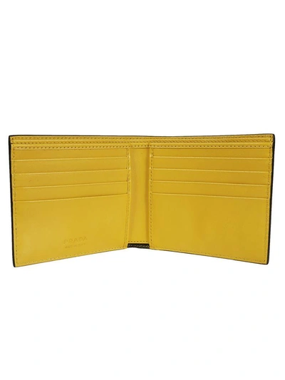 Shop Prada Logo Wallet In Black/yellow