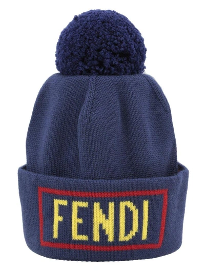 Shop Fendi Wool Hat In Blue