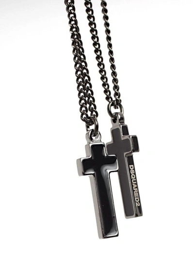 Shop Dsquared2 Layered Necklace In Mblack Grey