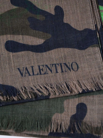 Shop Valentino Star Print Scarf In Ox Camou Army/green