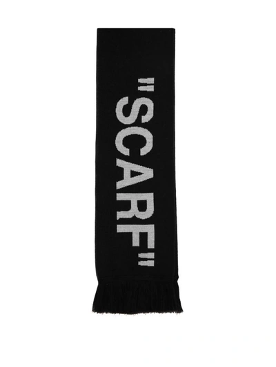 Shop Off-white Quote Wool Blend Scarf In Nero