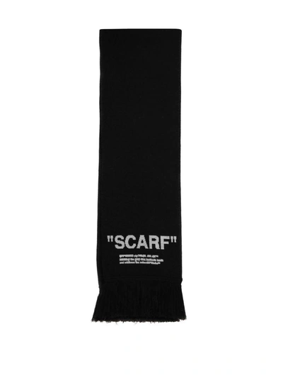Shop Off-white Quote Wool Blend Scarf In Nero