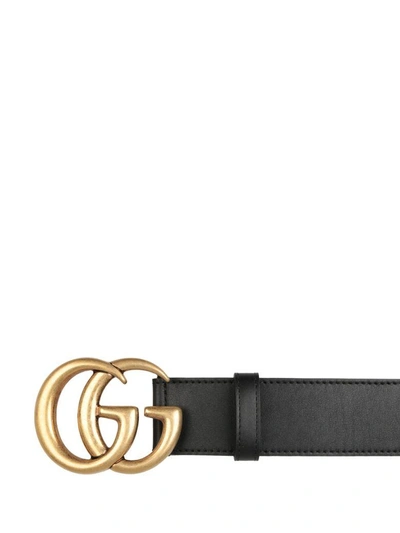 Shop Gucci Gg Marmont Leather Belt In Nero