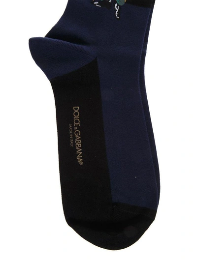 Shop Dolce & Gabbana Cotton Blend Wildcat Socks In Blue/black