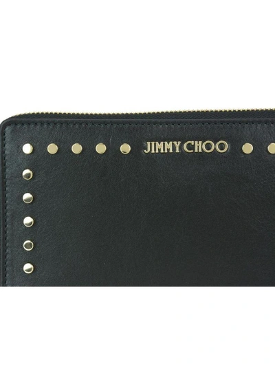 Shop Jimmy Choo Carnaby Wallet In Black/gold