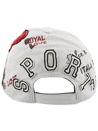 Shop Dolce & Gabbana Baseball Cap In White/red