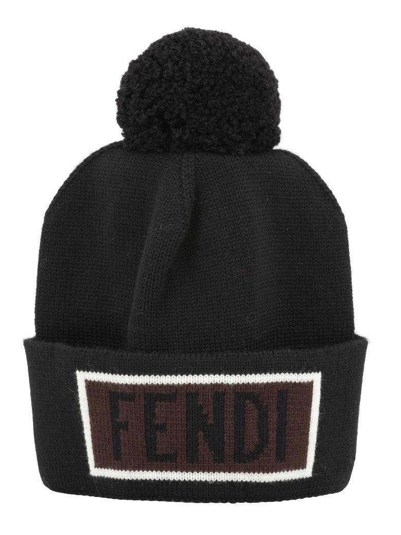 Fendi Men's Vocabulary Pompom Beanie Hat In F0qa1-black | ModeSens