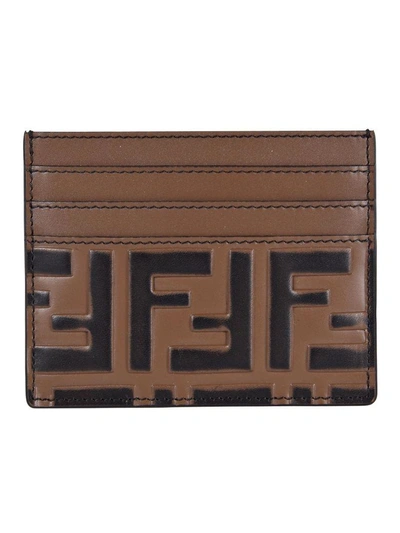 Shop Fendi Ff Logo Card Holder In F0h3c Maya Nero