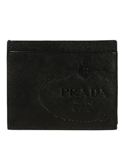 Shop Prada Embossed Cardholder In Black