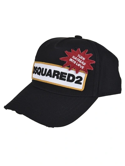 Shop Dsquared2 Turn Hatred Into Love Baseball Cap In Black