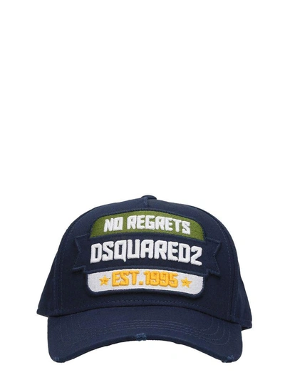 Shop Dsquared2 No Regrets Blue Cotton Baseball Cap