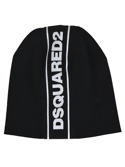 Shop Dsquared2 Branded Knitted Beanie In Black