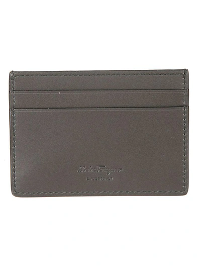 Shop Ferragamo Logo Card Holder In Nero Gun Metal