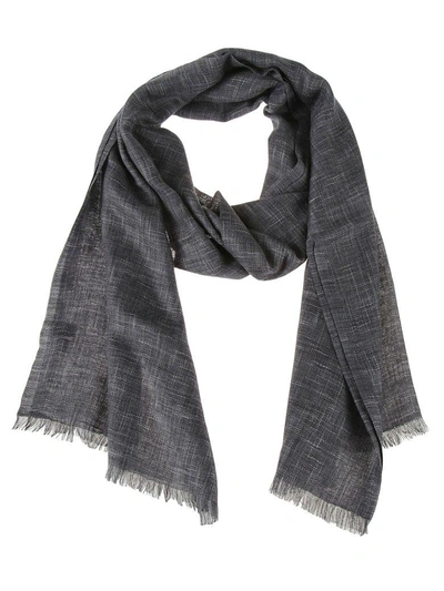 Shop Loro Piana Fringe Classic Scarf In Grey