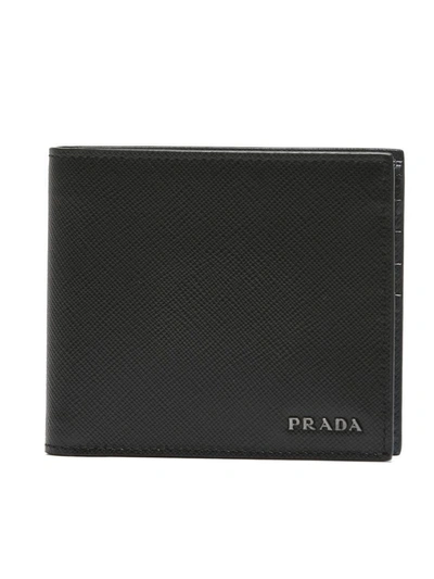 Shop Prada Logo Billfold Wallet In Nero